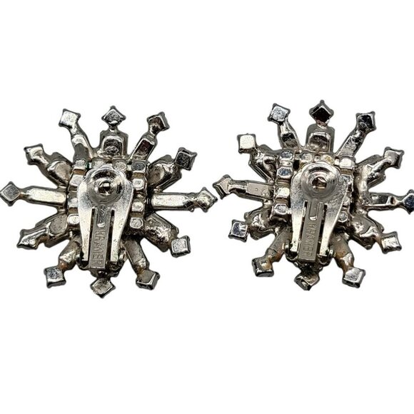 Kramer Clip On Earrings Early 1940s Sparkling Star Crystal Signed Kramer Vtg - Picture 12 of 16